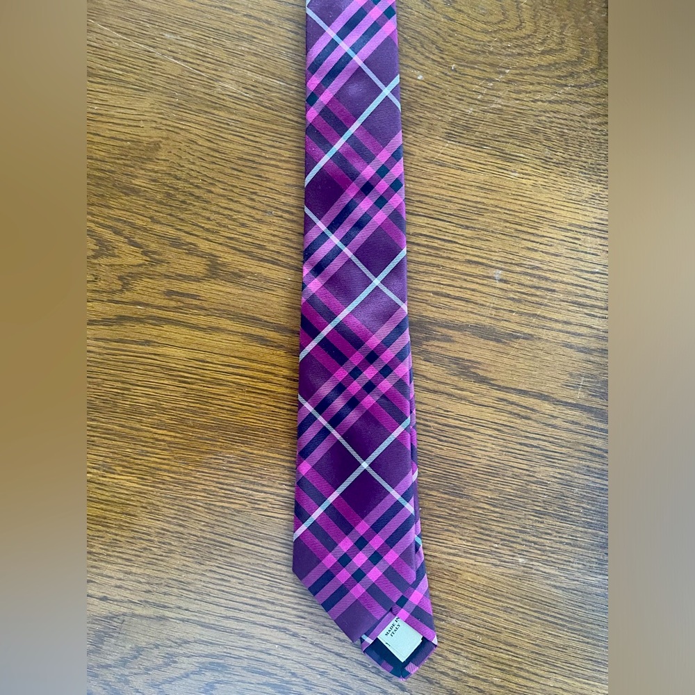 Burberry tie bought here in Denver. Worn once- great condition!